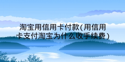 淘宝用信用卡付款(用信用卡支付淘宝为什么收手续费)