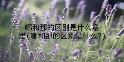 哪和那的区别是什么意思(哪和那的区别是什么?)