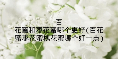 百花蜜和枣花蜜哪个更好(百花蜜枣花蜜槐花蜜哪个好一点)