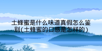 土蜂蜜是什么味道真假怎么鉴别(土蜂蜜的口感是怎样的)