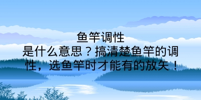 鱼竿调性是什么意思？搞清楚鱼竿的调性，选鱼竿时才能有的放矢！