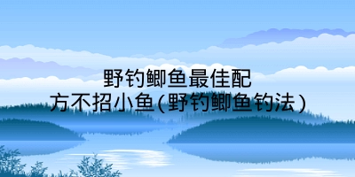 野钓鲫鱼最佳配方不招小鱼(野钓鲫鱼钓法)