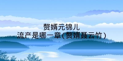 赘婿元锦儿流产是哪一章(赘婿聂云竹)