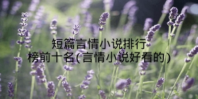 短篇言情小说排行榜前十名(言情小说好看的)