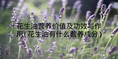 花生油营养价值及功效与作用(花生油有什么营养成分)