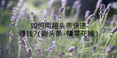 如何用趣头条快速赚钱?(趣头条-赚零花钱)