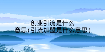 创业引流是什么意思(引流加盟是什么意思)