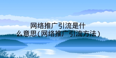 网络推广引流是什么意思(网络推广引流方法)