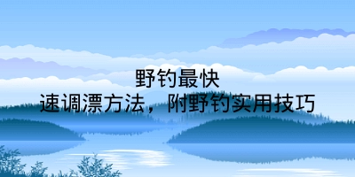 野钓最快速调漂方法，附野钓实用技巧