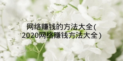 网络赚钱的方法大全(2020网络赚钱方法大全)