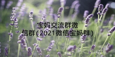 宝妈交流群微信群(2021微信宝妈群)