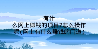 有什么网上赚钱的项目?怎么操作呢(网上有什么赚钱的门道)