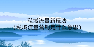 私域流量新玩法(私域流量营销是什么意思)