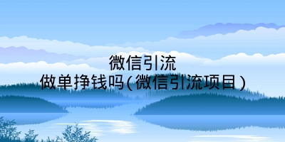 微信引流做单挣钱吗(微信引流项目)