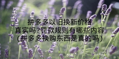 拼多多以旧换新价格真实吗?罚款规则有哪些内容(拼多多换购东西是真的吗)