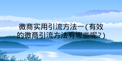 微商实用引流方法一(有效的微商引流方法有哪些呢?)