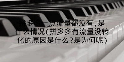 拼多多一点流量都没有,是什么情况(拼多多有流量没转化的原因是什么?是为何呢)