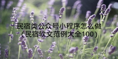 民宿类公众号小程序怎么做(民宿软文范例大全100)