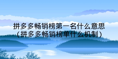 拼多多畅销榜第一名什么意思(拼多多畅销榜单什么机制)