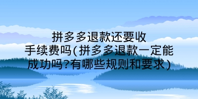 拼多多退款还要收手续费吗(拼多多退款一定能成功吗?有哪些规则和要求)