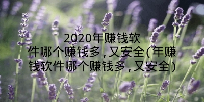 2020年赚钱软件哪个赚钱多,又安全(年赚钱软件哪个赚钱多,又安全)