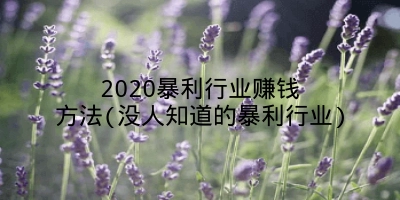 2020暴利行业赚钱方法(没人知道的暴利行业)