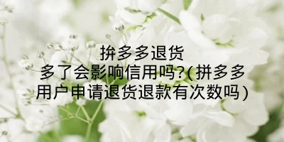 拚多多退货多了会影响信用吗?(拼多多用户申请退货退款有次数吗)