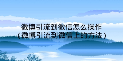 微博引流到微信怎么操作(微博引流到微信上的方法)