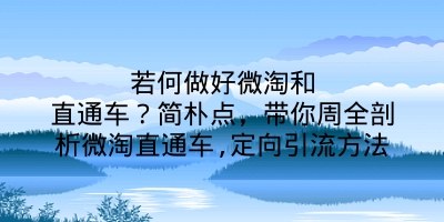 若何做好微淘和直通车？简朴点，带你周全剖析微淘直通车,定向引流方法