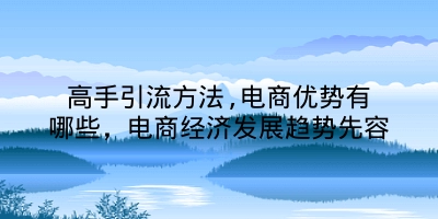 高手引流方法,电商优势有哪些，电商经济发展趋势先容