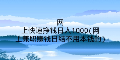 网上快速挣钱日入1000(网上兼职赚钱日结不用本钱的)