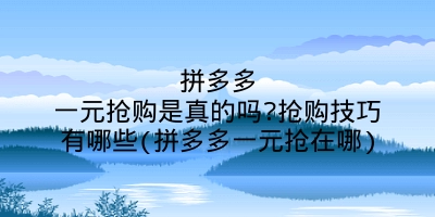 拼多多一元抢购是真的吗?抢购技巧有哪些(拼多多一元抢在哪)