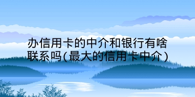 办信用卡的中介和银行有啥联系吗(最大的信用卡中介)