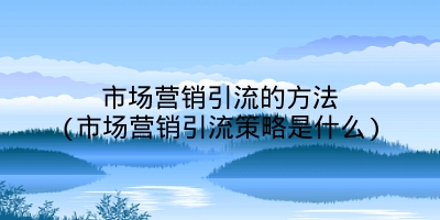 市场营销引流的方法(市场营销引流策略是什么)