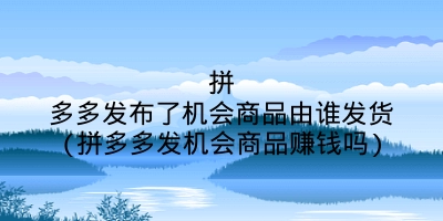 拼多多发布了机会商品由谁发货(拼多多发机会商品赚钱吗)