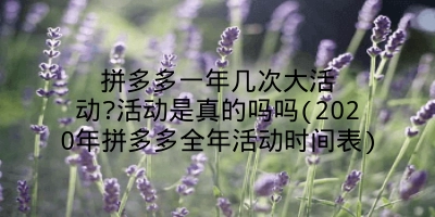 拼多多一年几次大活动?活动是真的吗吗(2020年拼多多全年活动时间表)