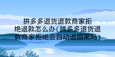 拼多多退货退款商家拒绝退款怎么办(拼多多退货退款商家拒绝会自动退回来吗)