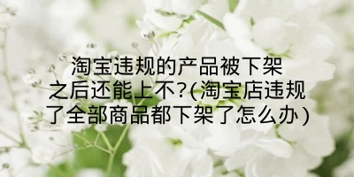 淘宝违规的产品被下架之后还能上不?(淘宝店违规了全部商品都下架了怎么办)