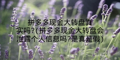 拼多多现金大转盘真实吗?(拼多多现金大转盘会泄露个人信息吗?是真是假)