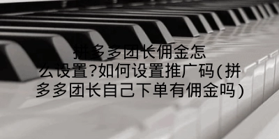 拼多多团长佣金怎么设置?如何设置推广码(拼多多团长自己下单有佣金吗)