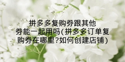 拼多多复购券跟其他券能一起用吗(拼多多订单复购券在哪里?如何创建店铺)