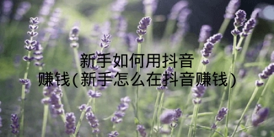 新手如何用抖音赚钱(新手怎么在抖音赚钱)