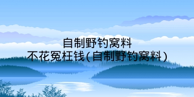 自制野钓窝料不花冤枉钱(自制野钓窝料)