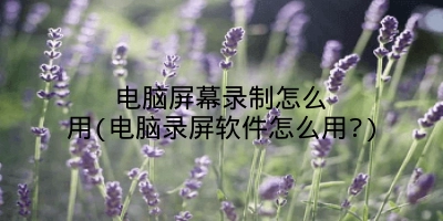 电脑屏幕录制怎么用(电脑录屏软件怎么用?)