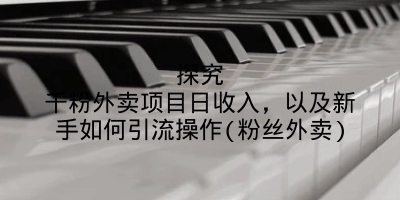 探究千粉外卖项目日收入，以及新手如何引流操作(粉丝外卖)