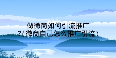 做微商如何引流推广?(微商自己怎么推广引流)