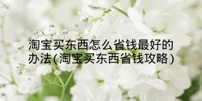 淘宝买东西怎么省钱最好的办法(淘宝买东西省钱攻略)