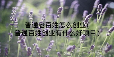 普通老百姓怎么创业(普通百姓创业有什么好项目)