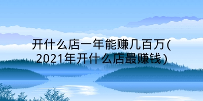 开什么店一年能赚几百万(2021年开什么店最赚钱)