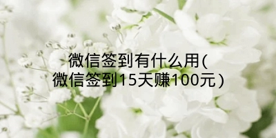 微信签到有什么用(微信签到15天赚100元)